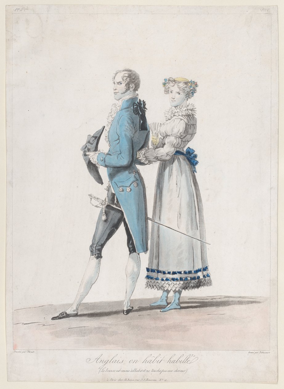 Angol Habille Habille, Collections de Costumes Dessines, 1814-24., alkotó: Philibert Louis Debucourt