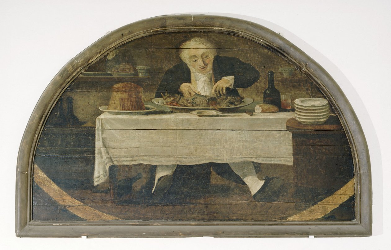 Au Gourmand; A Corcellet ehető áruk kereskedőjének felirata. alkotó: Philibert Louis Debucourt