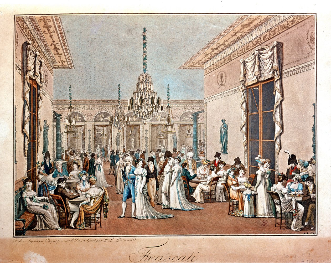 Cafe Frascati, Debucourt, 19. század eleje. alkotó: Philibert Louis Debucourt