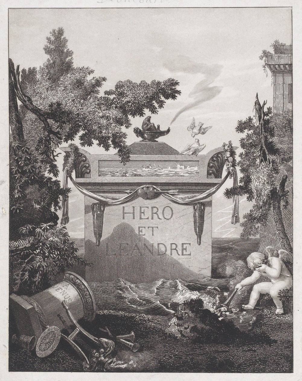 Hős és Leander homlokzata, 1801. alkotó: Philibert Louis Debucourt