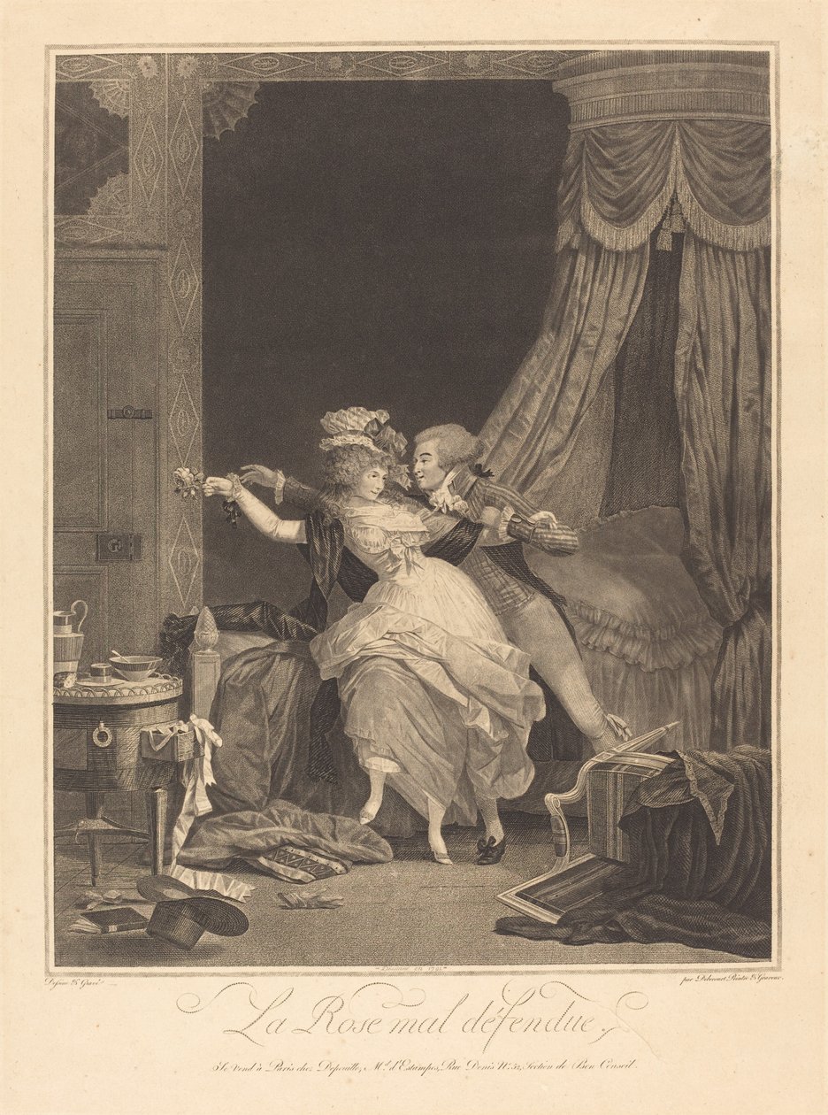 La Rose mal dedeue (A rosszul védett rózsa) alkotó: Philibert Louis Debucourt