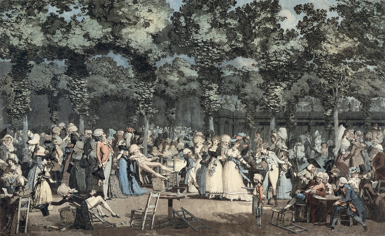 A Palais-Royal nyilvános sétánya alkotó: Philibert Louis Debucourt