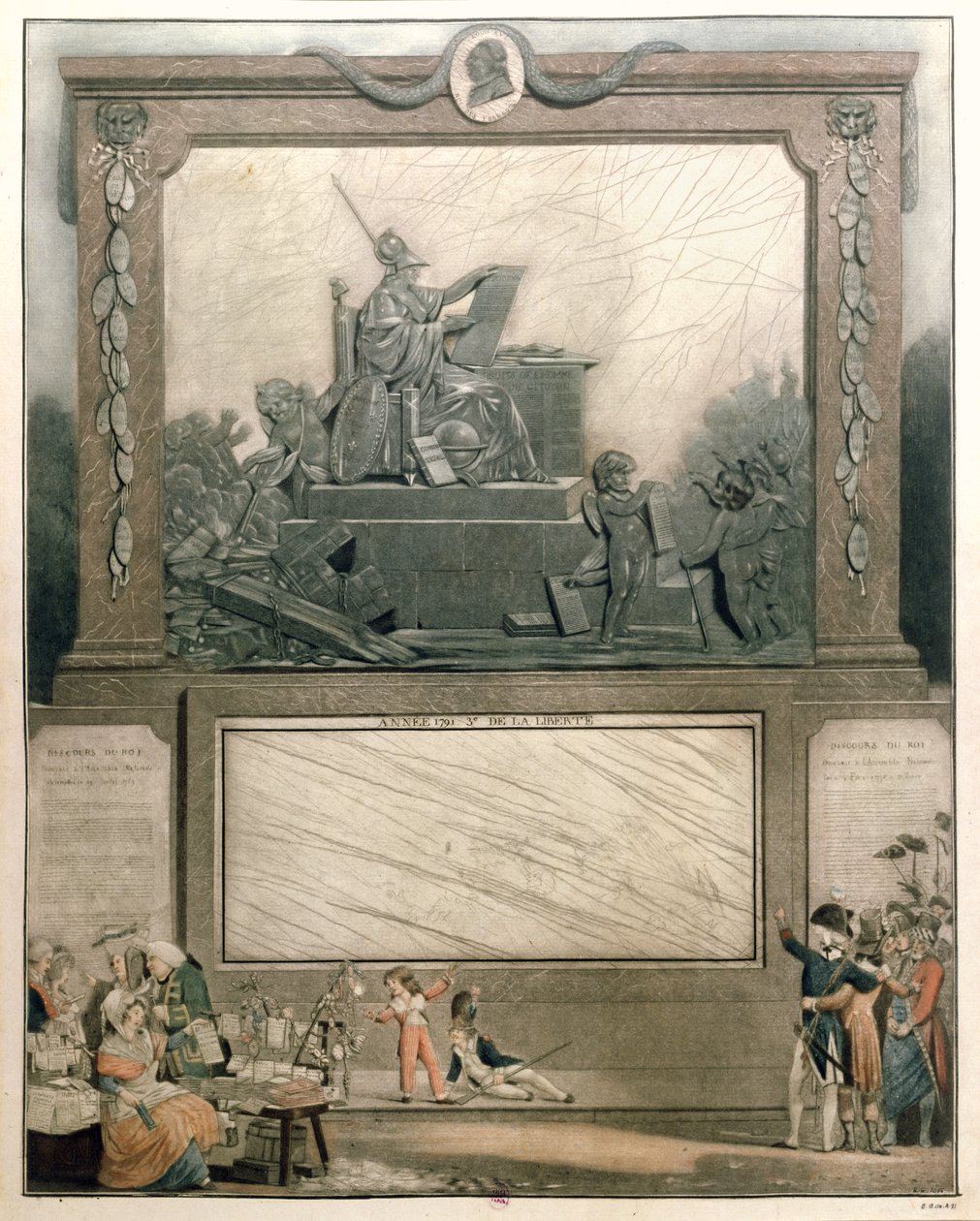 Nemzeti Almanach 1791-re, az Alkotmánybarátok tiszteletére, 1790 (színes akvatinta) (a részletekért lásd: 485200) alkotó: Philibert Louis Debucourt