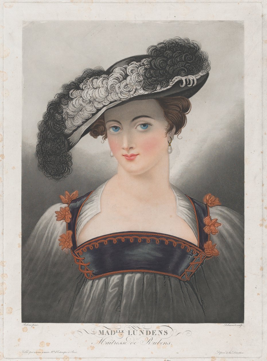 Susanna Lunden portréja, széles karimájú tollas kalapot visel, kb. 1809-35. alkotó: Philibert Louis Debucourt