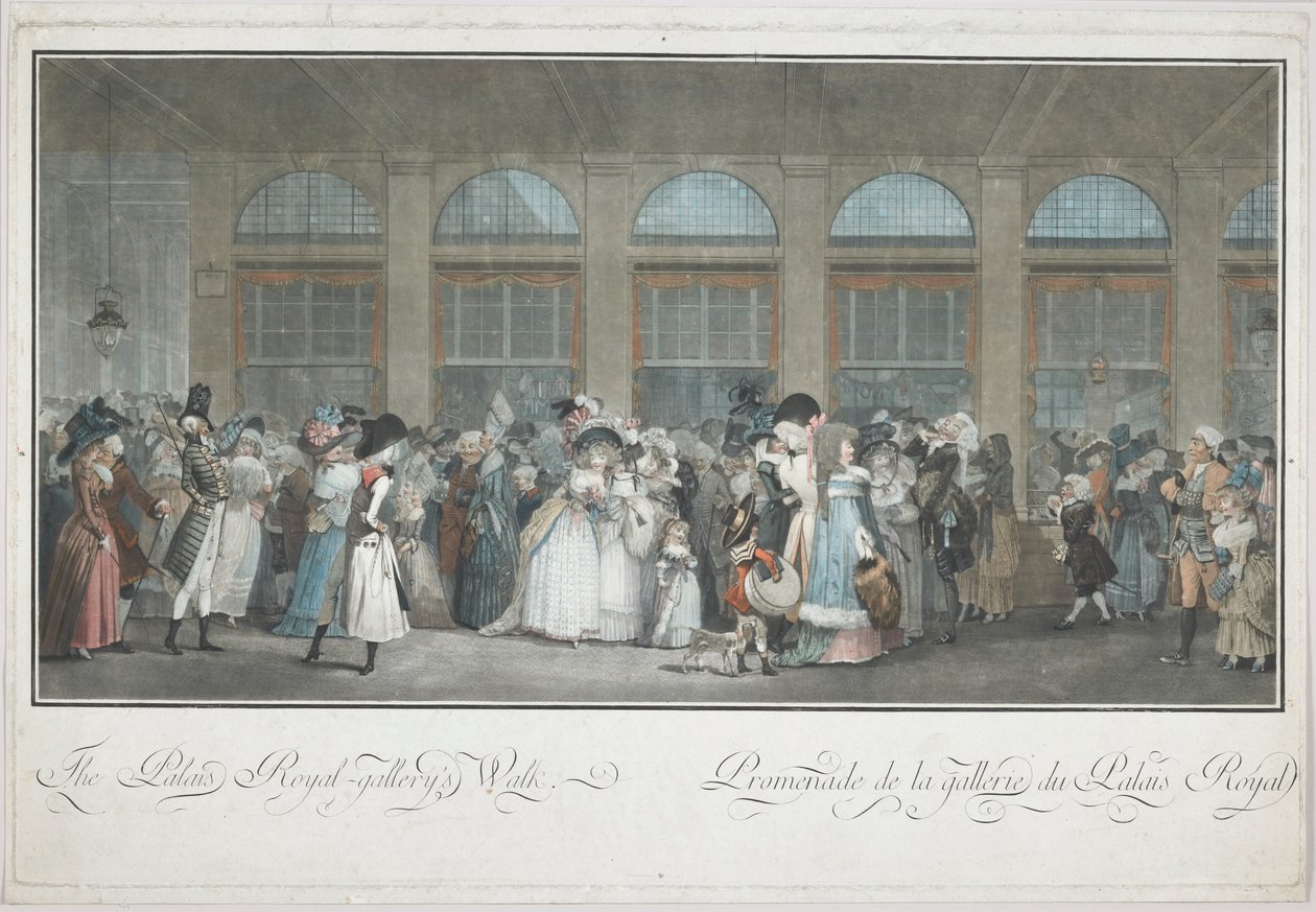 A Palais Royal Gallery sétája alkotó: Philibert Louis Debucourt