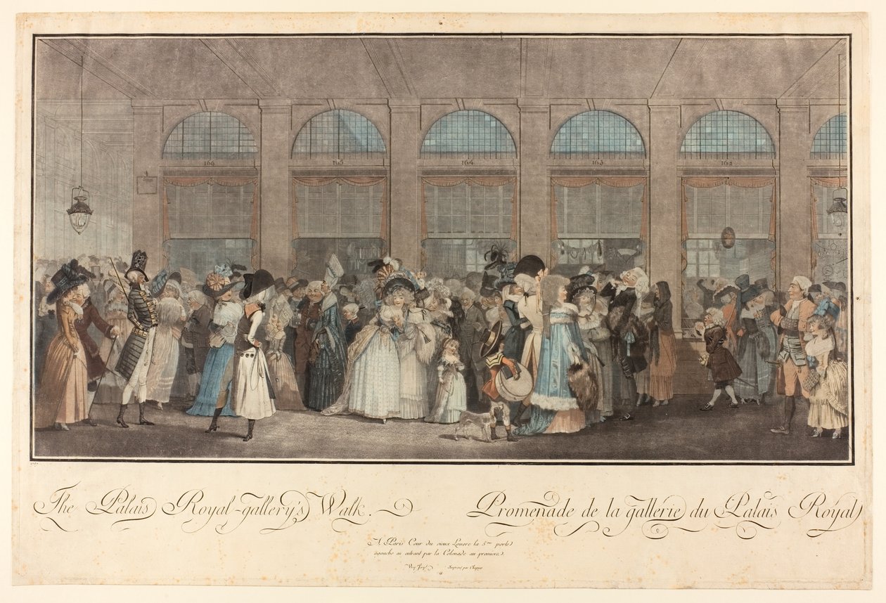 A Palais Royal Galéria sétánya alkotó: Philibert Louis Debucourt
