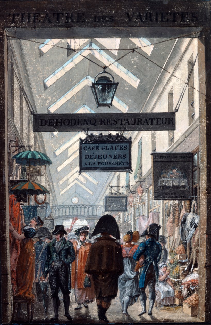 A párizsi Shopping Arcade des Panoramas, 1807 alkotó: Philibert Louis Debucourt