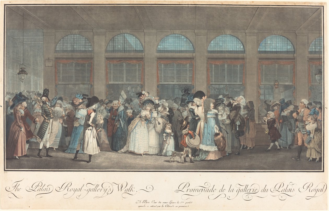 A Palais Royal – Galéria sétája / Promenade de la Galerie du Palais Royal alkotó: Philibert Louis Debucourt after Claude Louis Desrais
