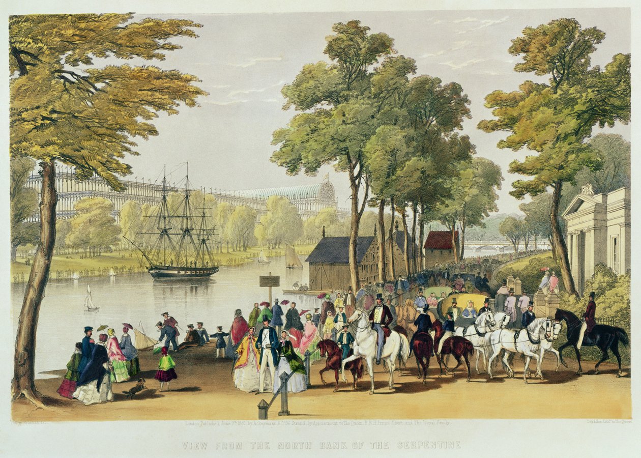 Kilátás a Szerpentin északi partjáról, 1851 alkotó: Philip Brannan