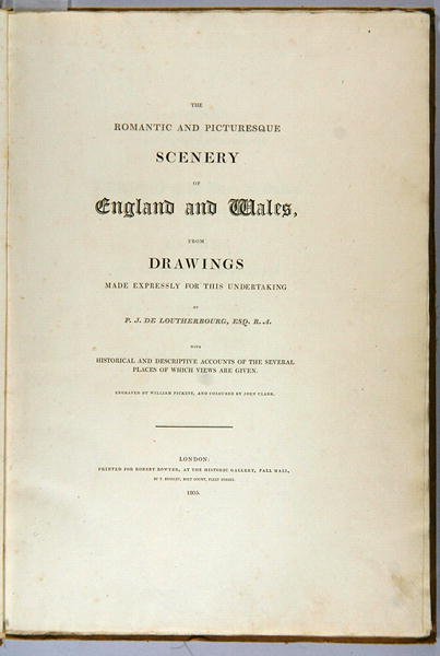 Anglia és Wales romantikus és festői tájainak címlapja, 1805 alkotó: Philippe Jacques de Loutherbourg