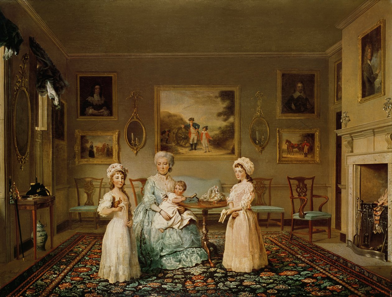 Mrs. Congreve és gyermekei londoni szalonjukban, 1782 alkotó: Philip Reinagle
