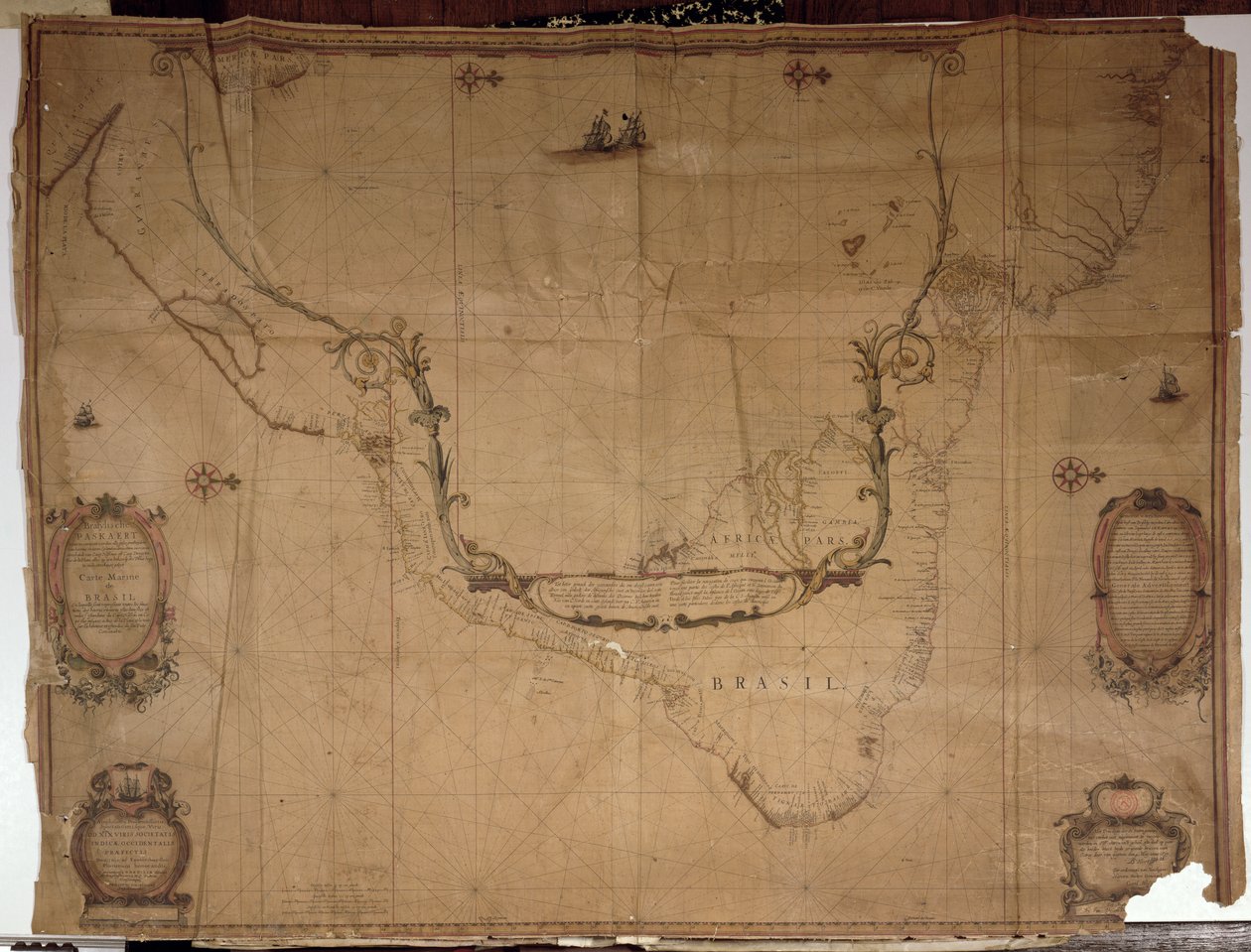 Ms 1288 f.25 Brazília térképe, a holland tengeri térképekből, 1637 alkotó: Philip Vingboons