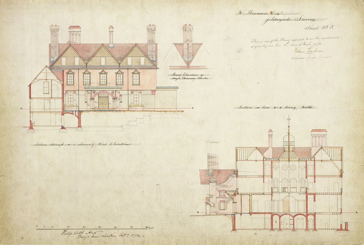 Joldwyns, Surrey, 1872 (toll és tinta és wc papírra) alkotó: Philip Webb
