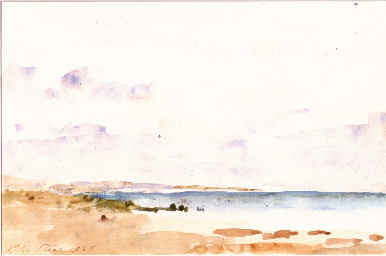 Tengerparti jelenet (wc papíron, kártyára ragasztva) alkotó: Philip Wilson Steer