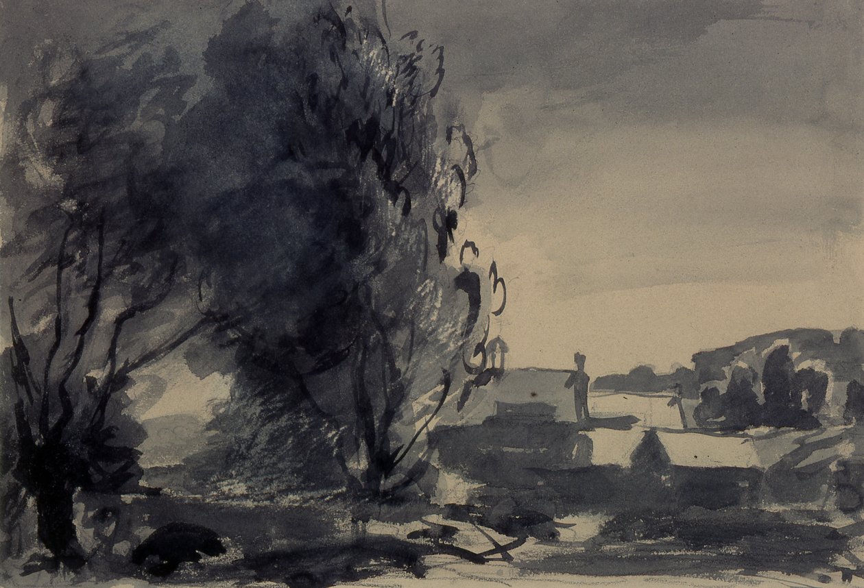 Házak a fák között, 1902 (wc papíron) alkotó: Philip Wilson Steer
