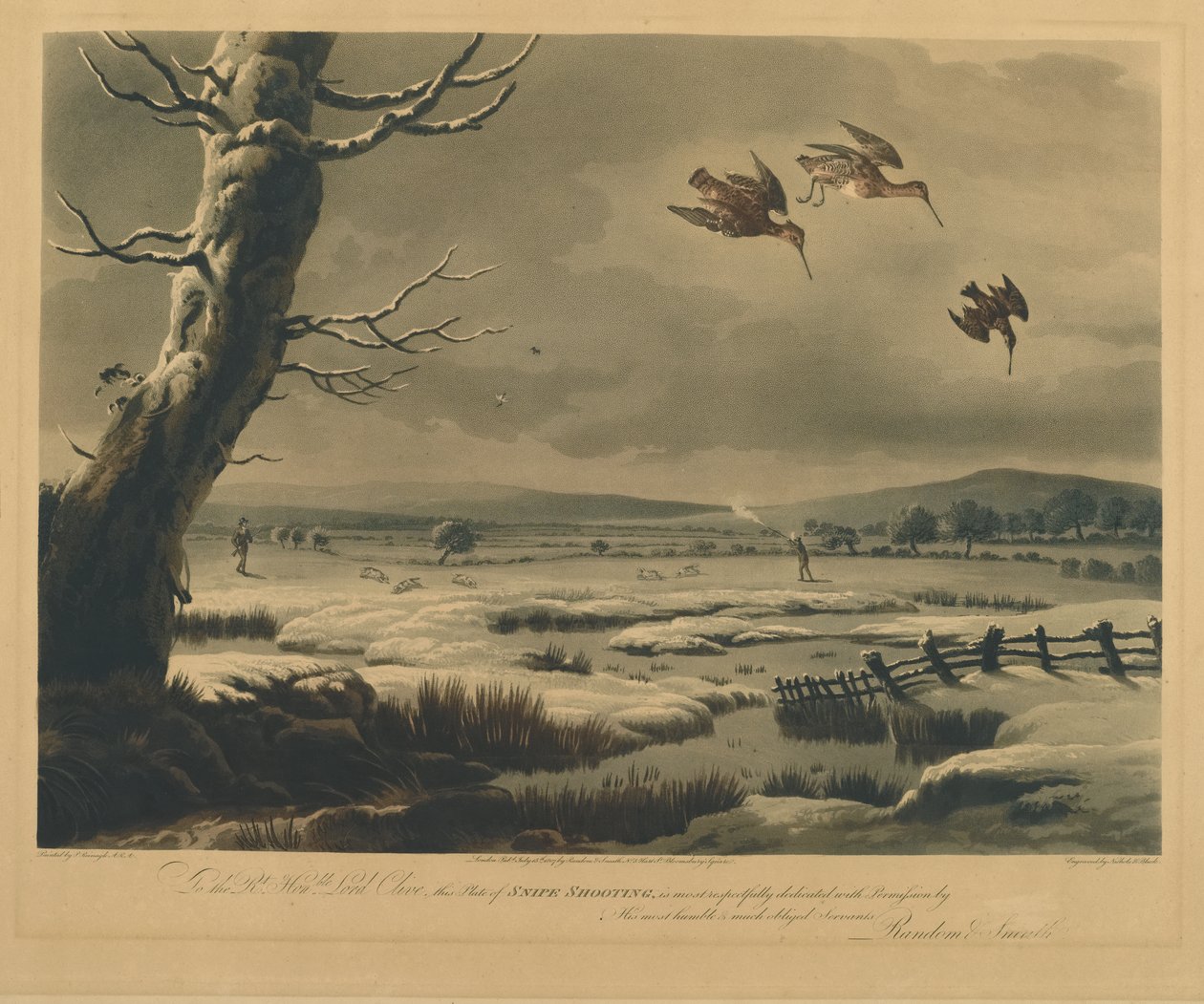 Snipe Shooting (színes gravírozás) alkotó: Philip after Reinagle