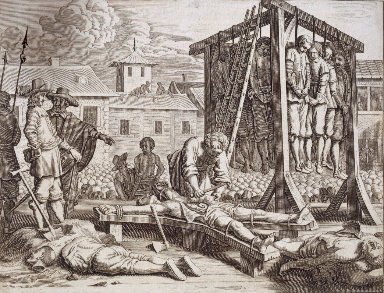 Akasztások és kínzások, kocsma. 1672. alkotó: Philip Baldaeus