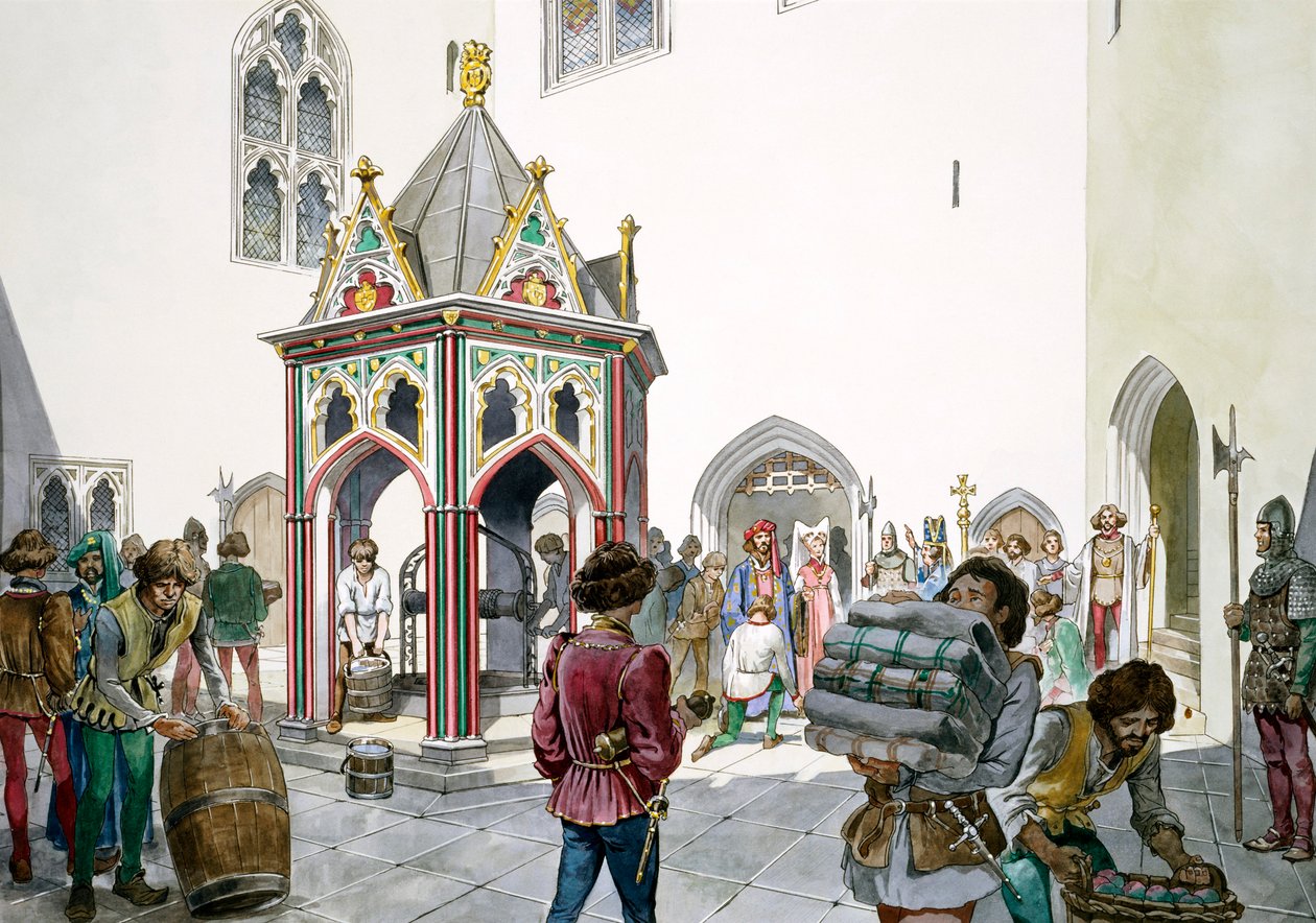 Udvar, Old Wardour kastély, Tisbury, Wiltshire, a középkorban, 1995-1999. alkotó: Philip Corke