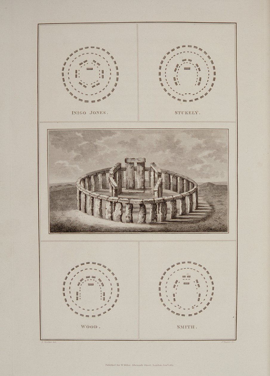 Stonehenge kilátása, Sir Richard Colt Hoarestől Az ókori Wiltshire története, James Basire metszete, London, 1810-11 alkotó: Philip Crocker