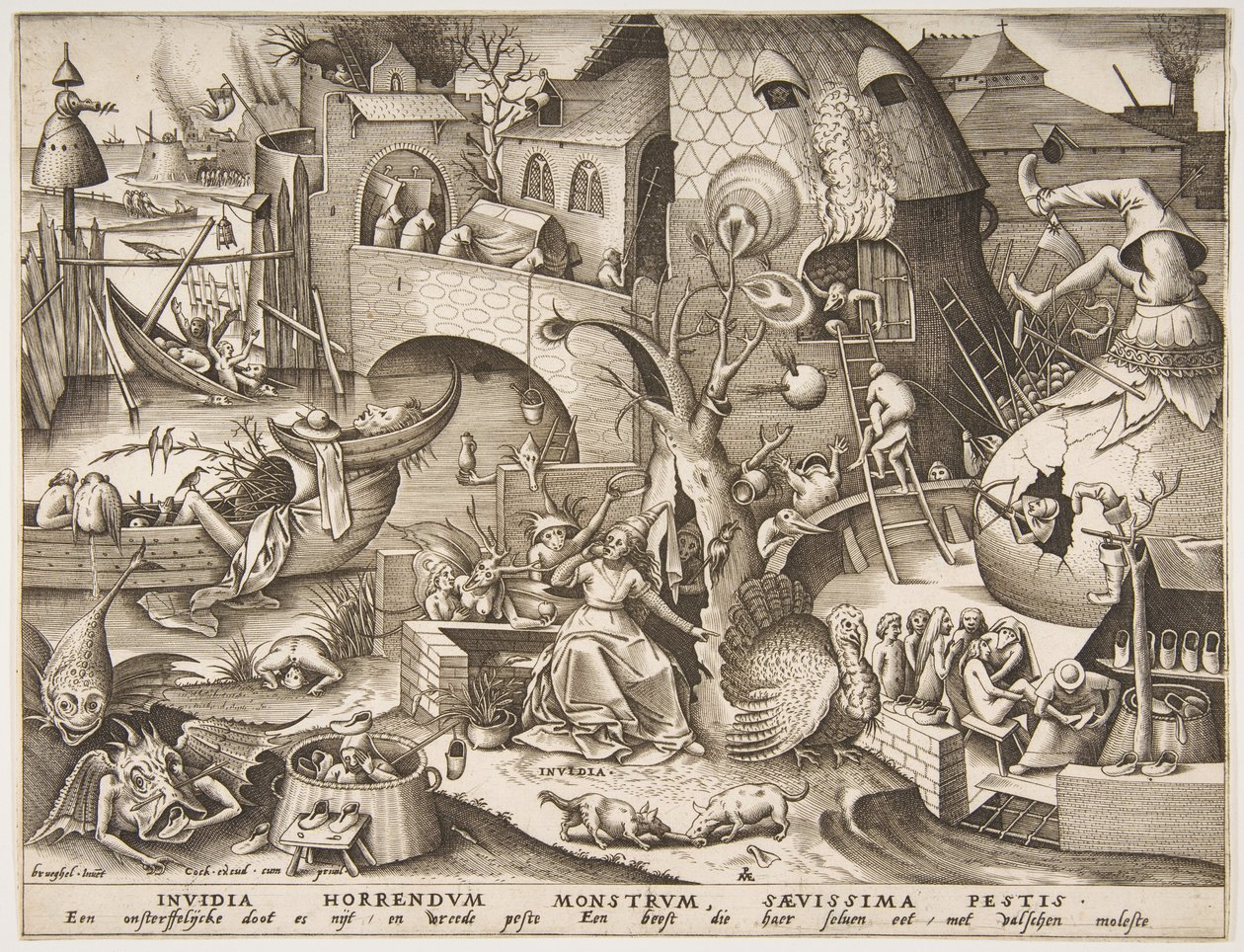 Envy Invidia A hét halálos bűnből, 1558. alkotó: Philip Galle