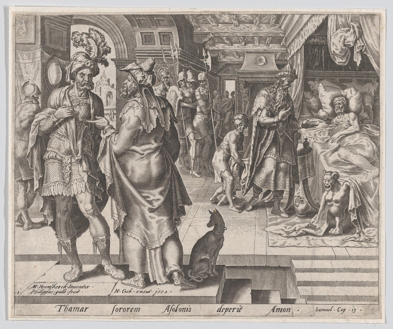Jonadab Counseling Amnon, A Tamar és Amnon története, 1. lemez, 1559., alkotó: Philip Galle