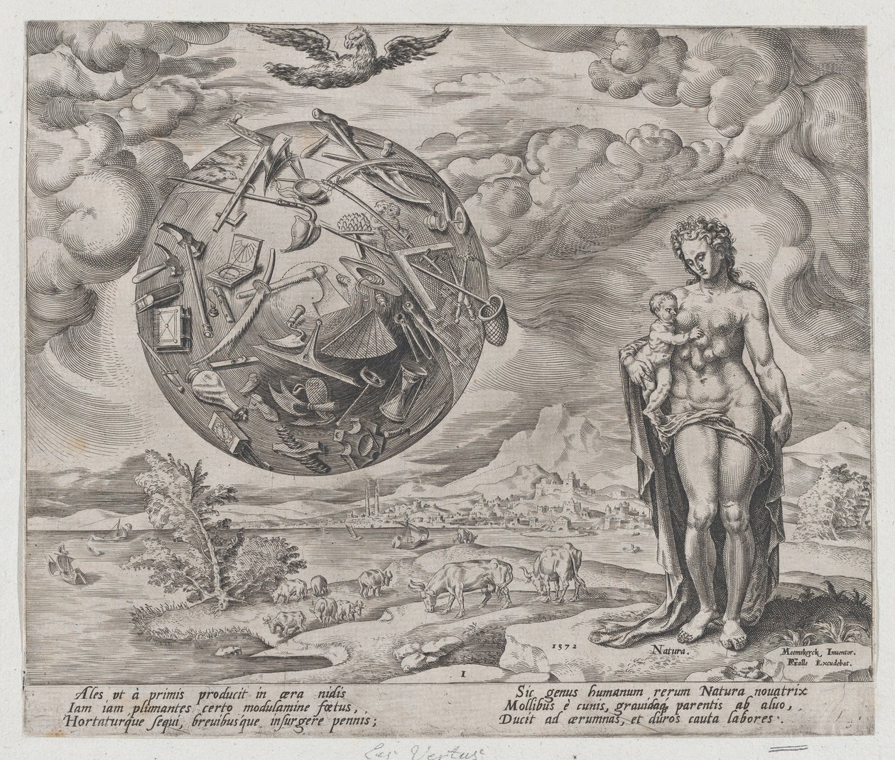 Fáradozásra született ember, A munka és a szorgalom jutalma, 1. tábla, 1572., 1572. alkotó: Philip Galle