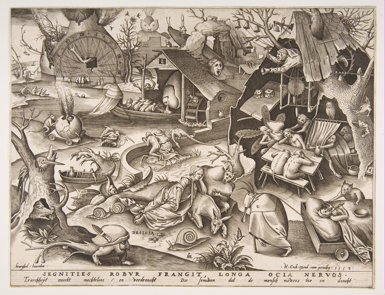 Sloth Desidia, A hét halálos bűn sorozatból, 1558. alkotó: Philip Galle