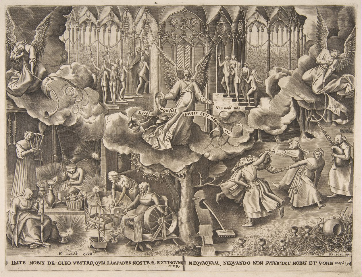 Példabeszéd a bölcs és ostoba szüzekről, kb. 1560-63. alkotó: Philip Galle