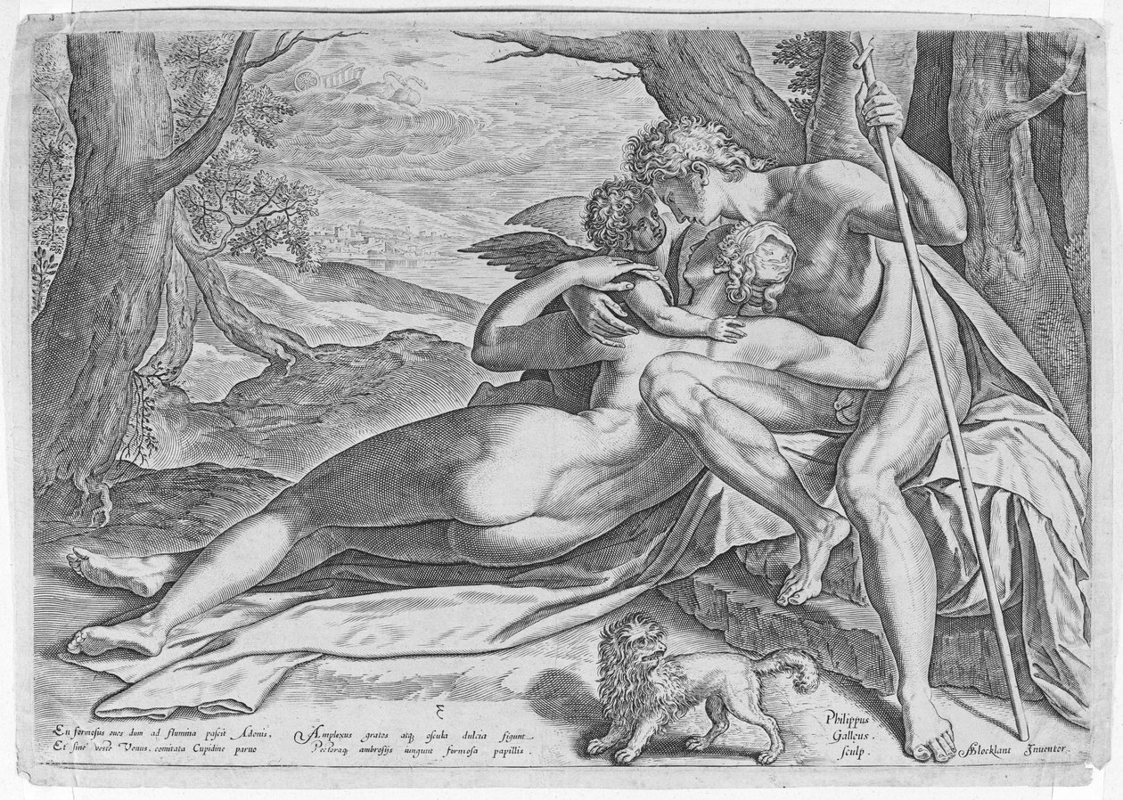 Vénusz és Adonisz, az Adonisz története című sorozatból, kb. 1579., kb. 1579. alkotó: Philip Galle