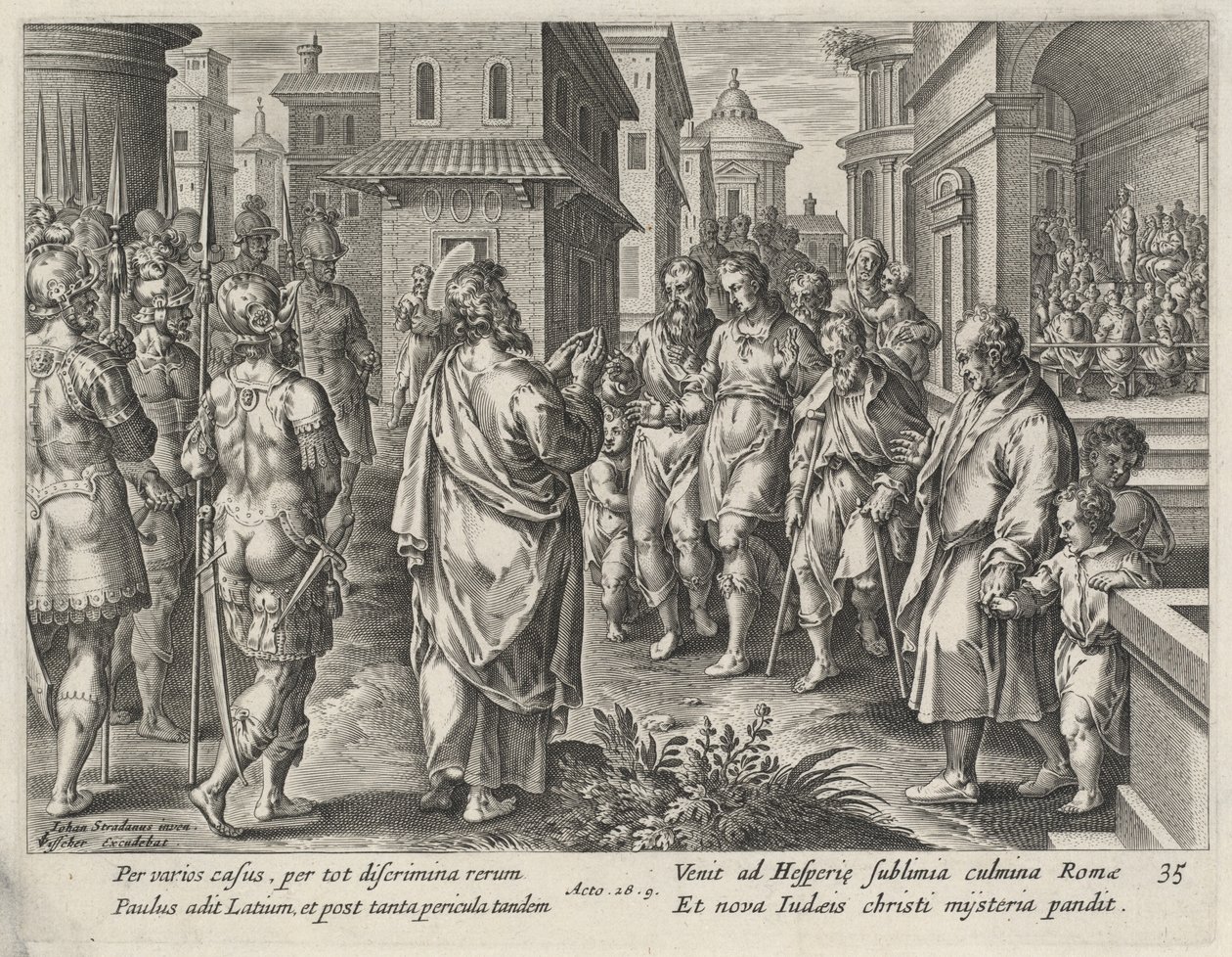 Szent Pál prédikál Rómában alkotó: Philip Galle after Jan van der Straet