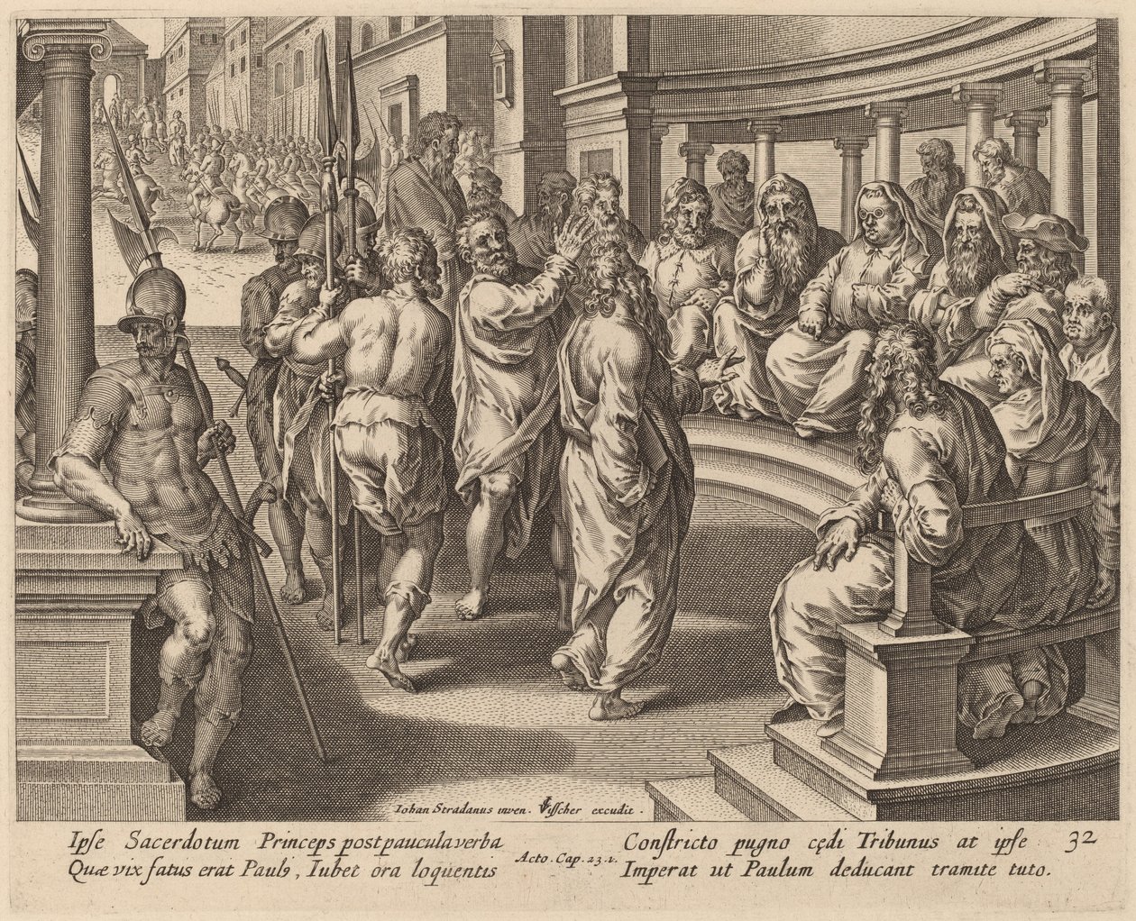 Szent Pál a főpap előtt alkotó: Philip Galle after Jan van der Straet