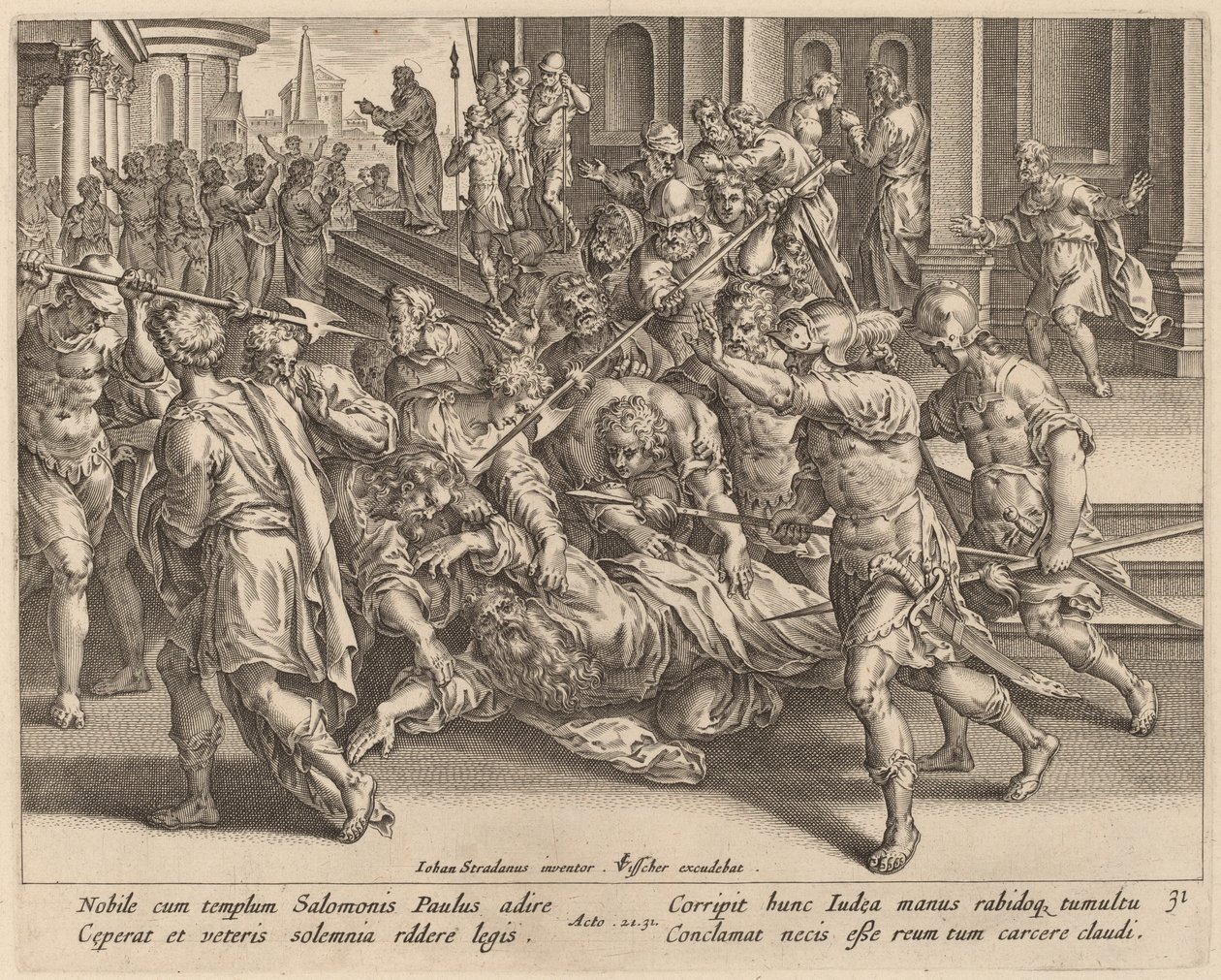 Szent Pál letartóztatása alkotó: Philip Galle after Jan van der Straet