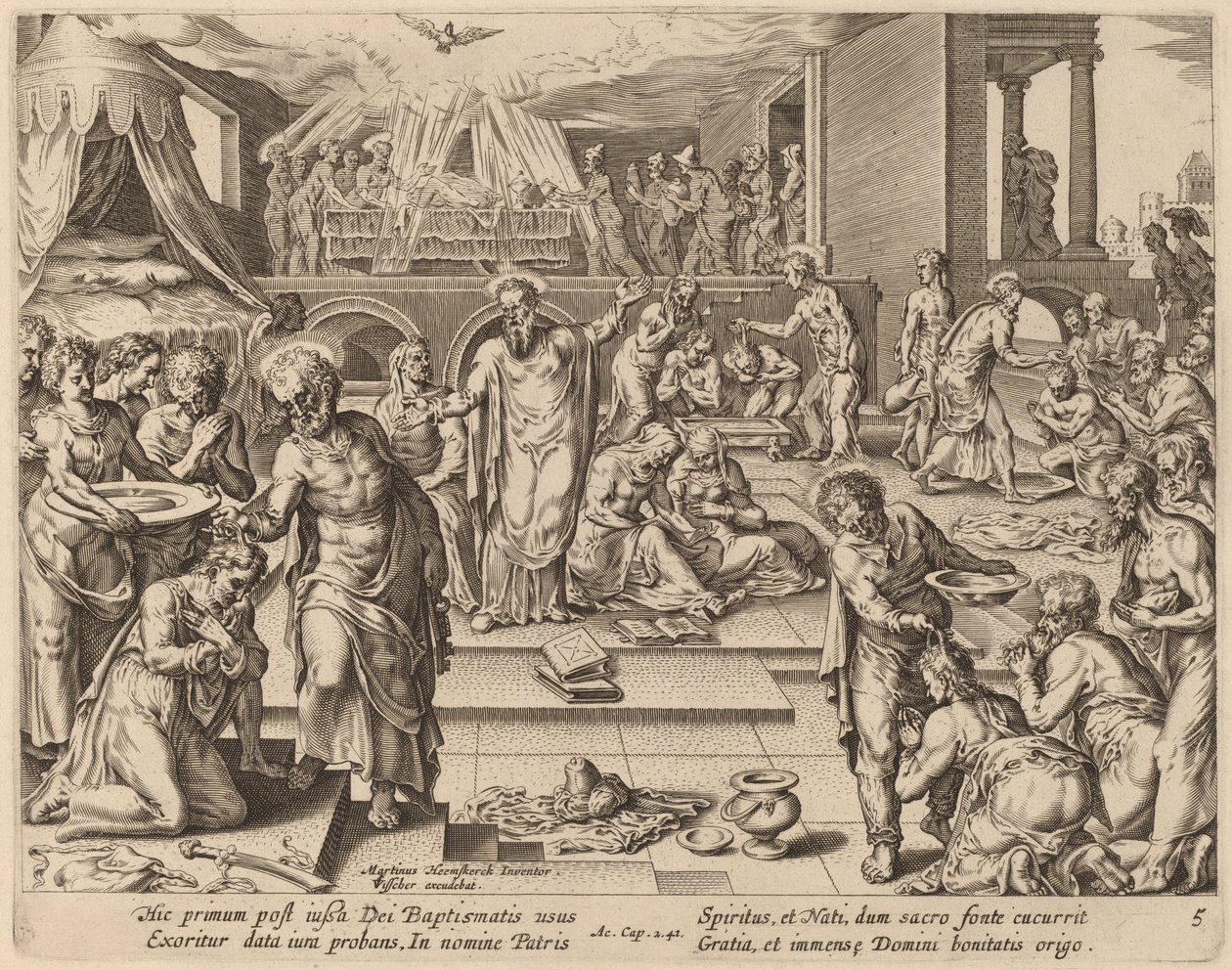 Sokan megkeresztelkednek alkotó: Philip Galle after Maerten van Heemskerck