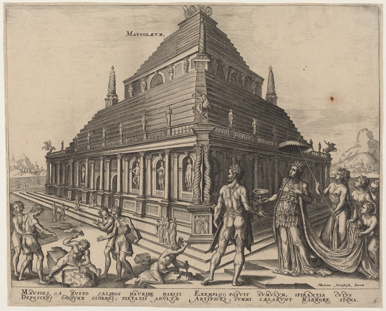 Mauzóleum (Mauszolosz sírja Halicarnassusban) alkotó: Philip Galle, after Maerten van Heemskerck