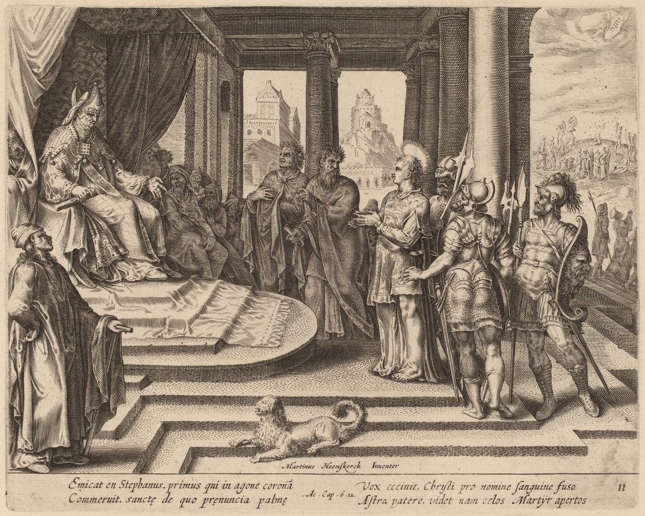 Szent István a zsinat előtt alkotó: Philip Galle after Maerten van Heemskerck
