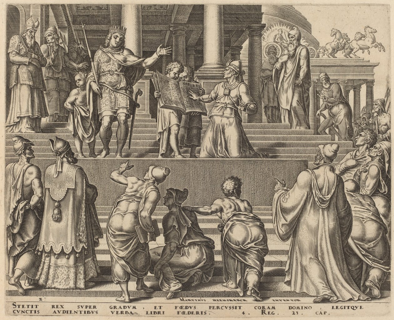 A törvény könyve, olvassa el a nép előtt alkotó: Philip Galle, after Maerten van Heemskerck