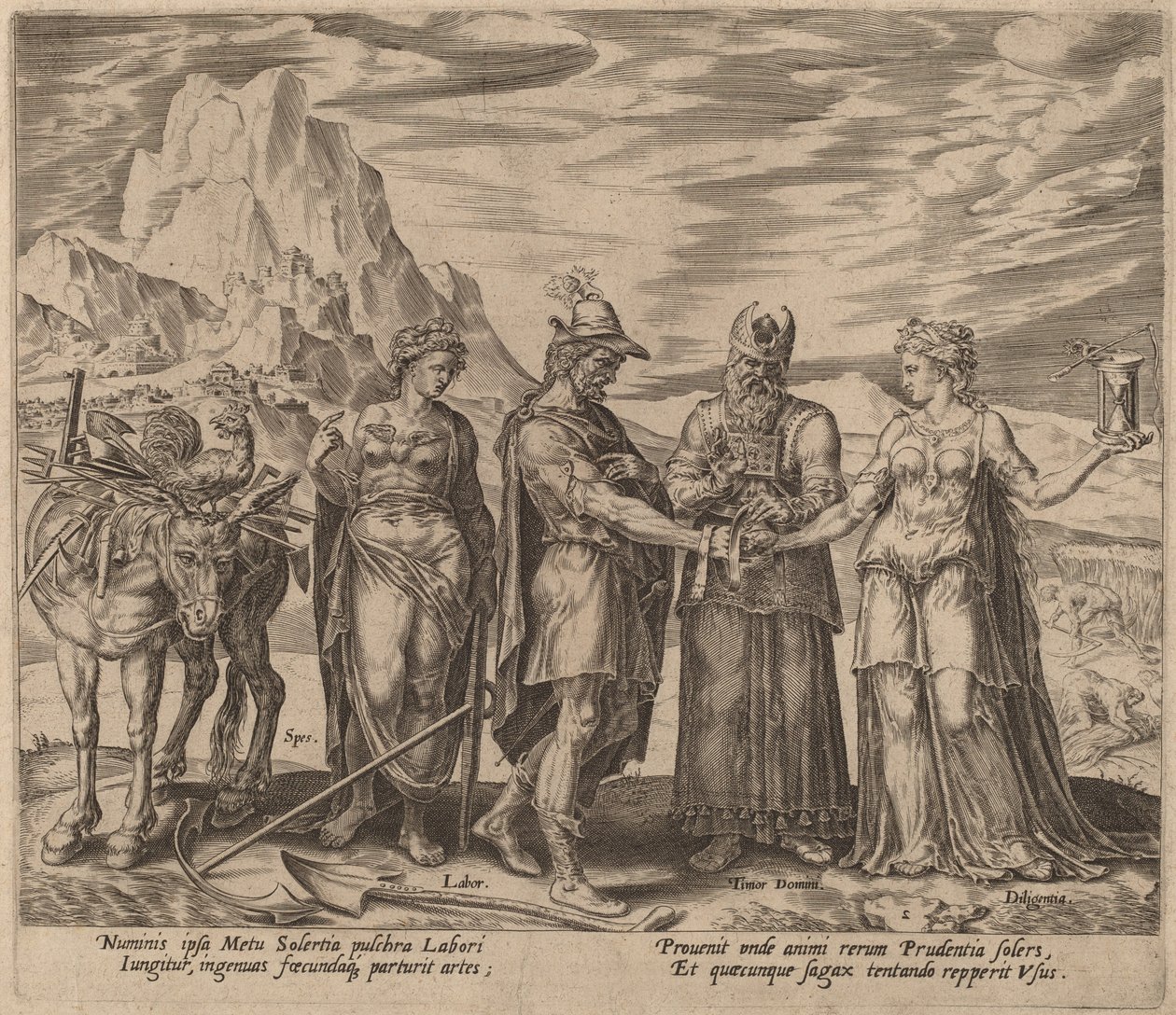 A munka és a szorgalom házassága alkotó: Philip Galle after Maerten van Heemskerck
