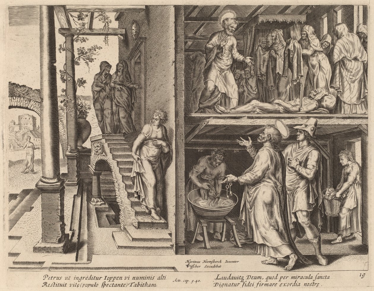 Tabitha felnevelése alkotó: Philip Galle after Maerten van Heemskerck