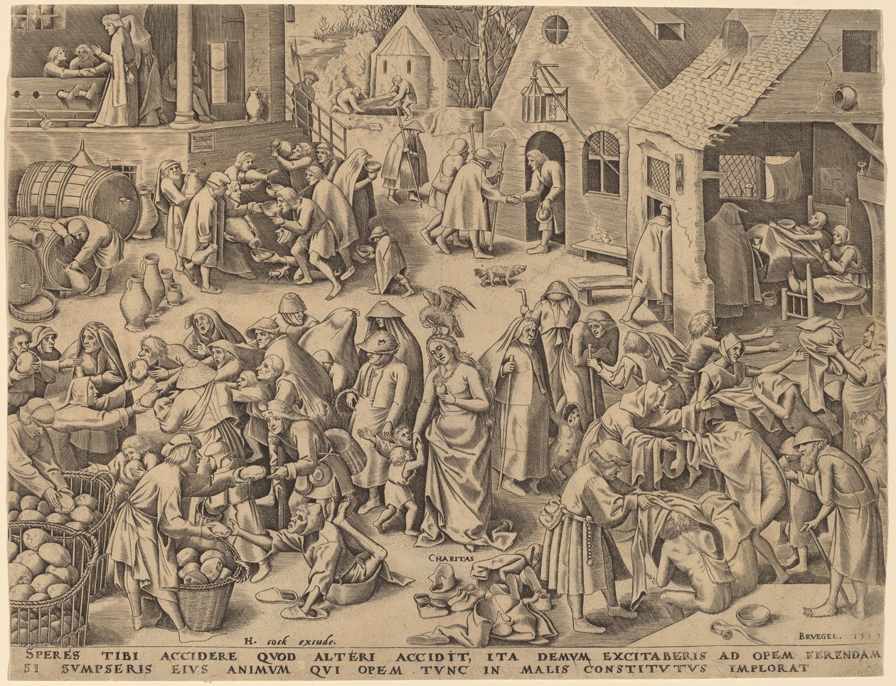 Jótékonyság [recto] alkotó: Philip Galle after Pieter Bruegel the Elder