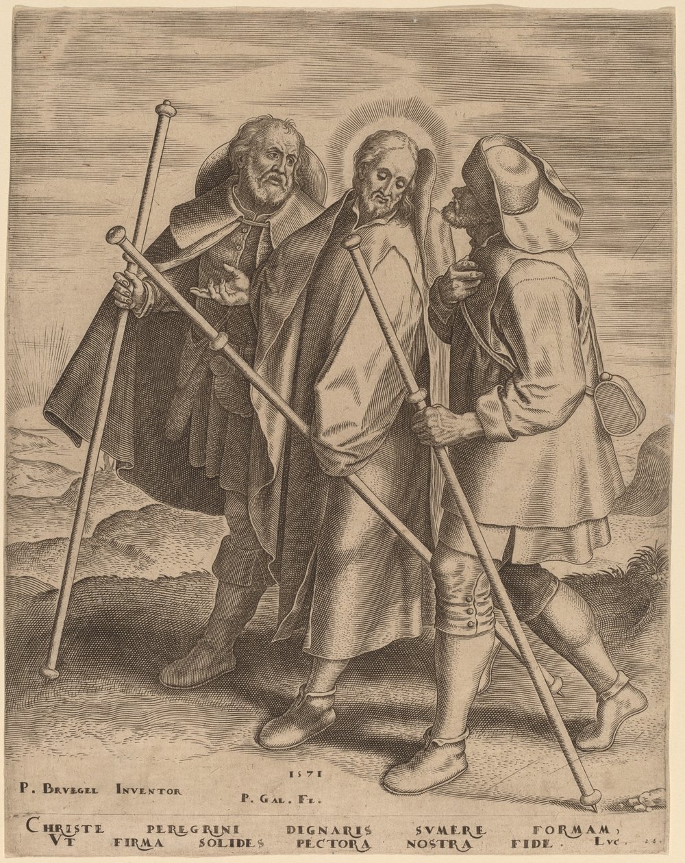 Krisztus és tanítványai az emmausi úton alkotó: Philip Galle after Pieter Bruegel the Elder