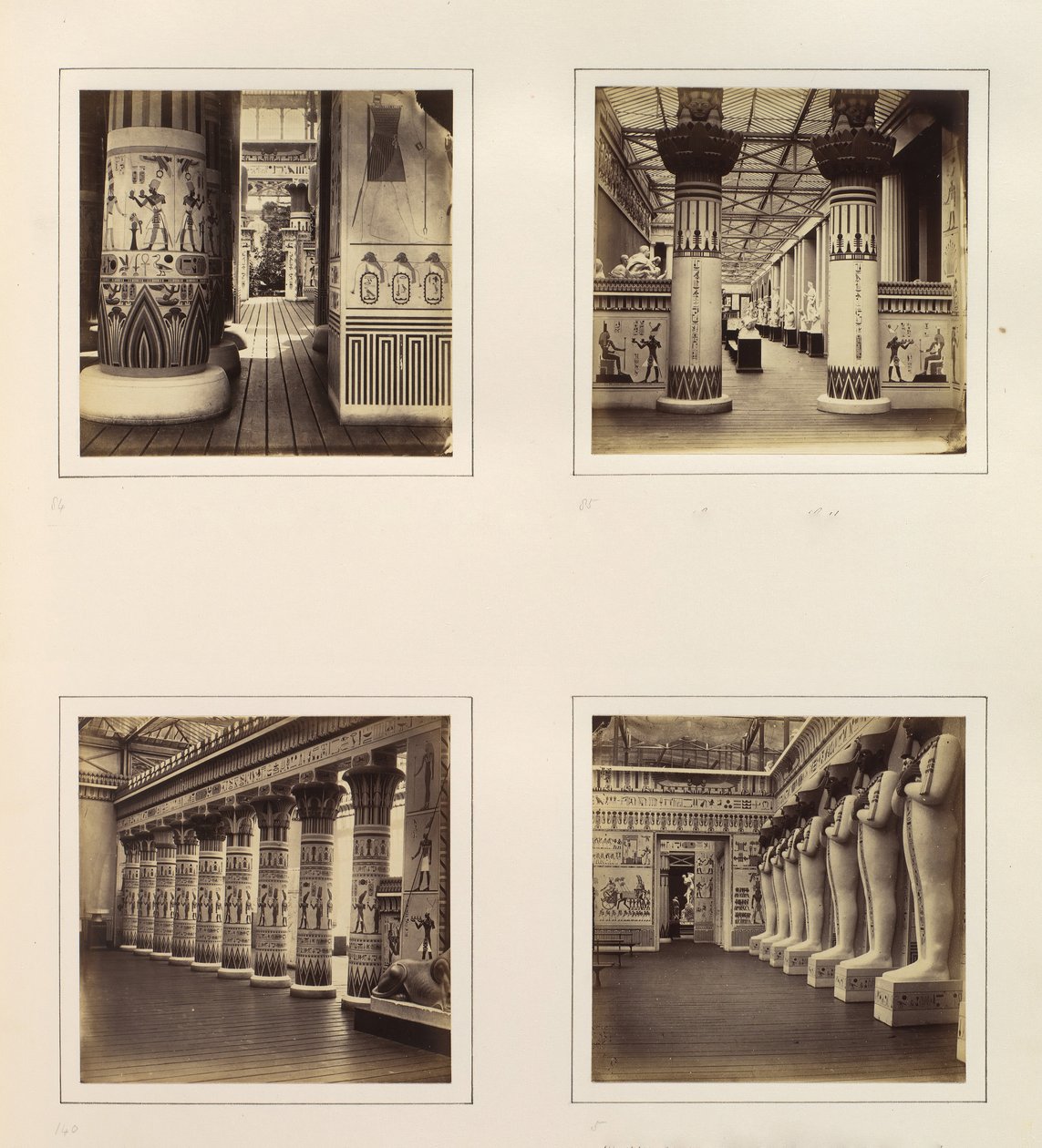 [View Across the Egyptian Court, View through Egyptian Columns into Classical Sculptur..., kb. 1859. alkotó: Philip Henry Delamotte.