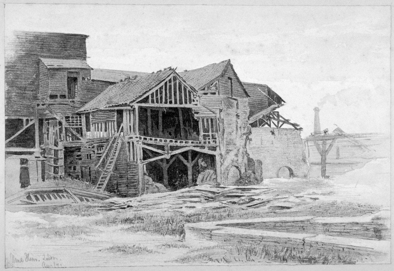 Kilátás a régi mészművekre, Nine Elms, Battersea, London, 1875. alkotó: Philip Howard