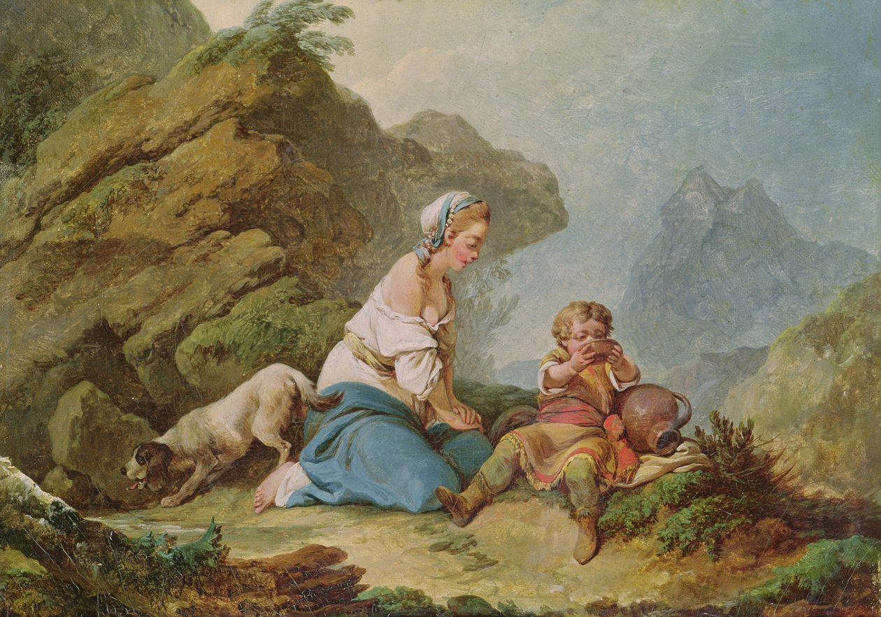 Hágár nézi, ahogy fia iszik alkotó: Philippe Jacques de Loutherbourg
