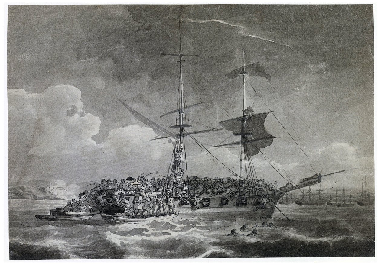Egy francia brigg (tégla) portréja, La Chevrette (bizonytalan). Philippe Jacques de Loutherbourg (1740-1812) tintába mártott festménye. alkotó: Philip James de (1740 1812) Loutherbourg
