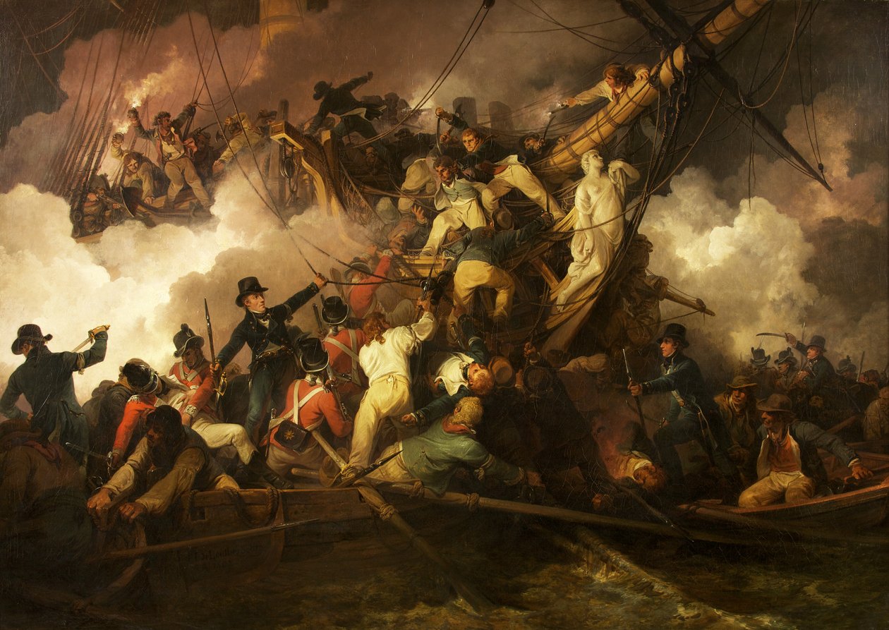 A francia Corvette "La Chevrette" kivágása alkotó: Philip James de Loutherbourg