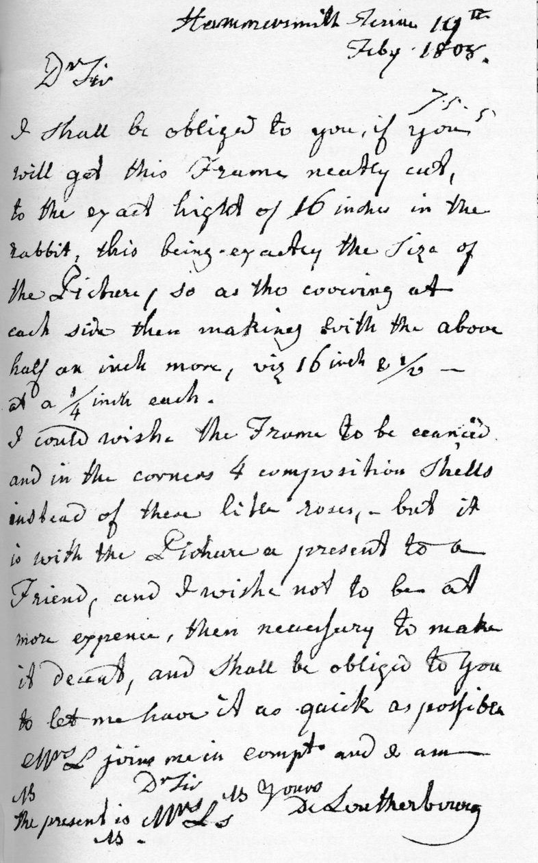 Philip James de Loutherbourg levele 1808. július 19-én, 1904 alkotó: Philip James de Loutherbourg
