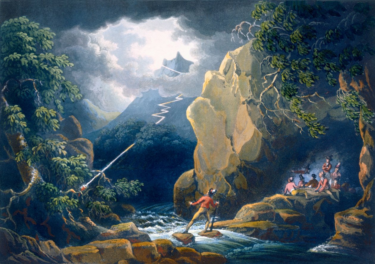 Villámlás: Hegyi viharban elkapott, alkotó: Philip James de Loutherbourg