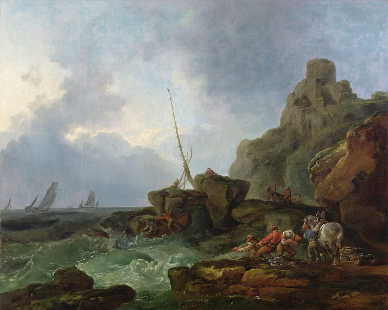The Wreckers (halászok, akik behúzzák hálójukat a viharos tengeren) alkotó: Philip James de Loutherbourg
