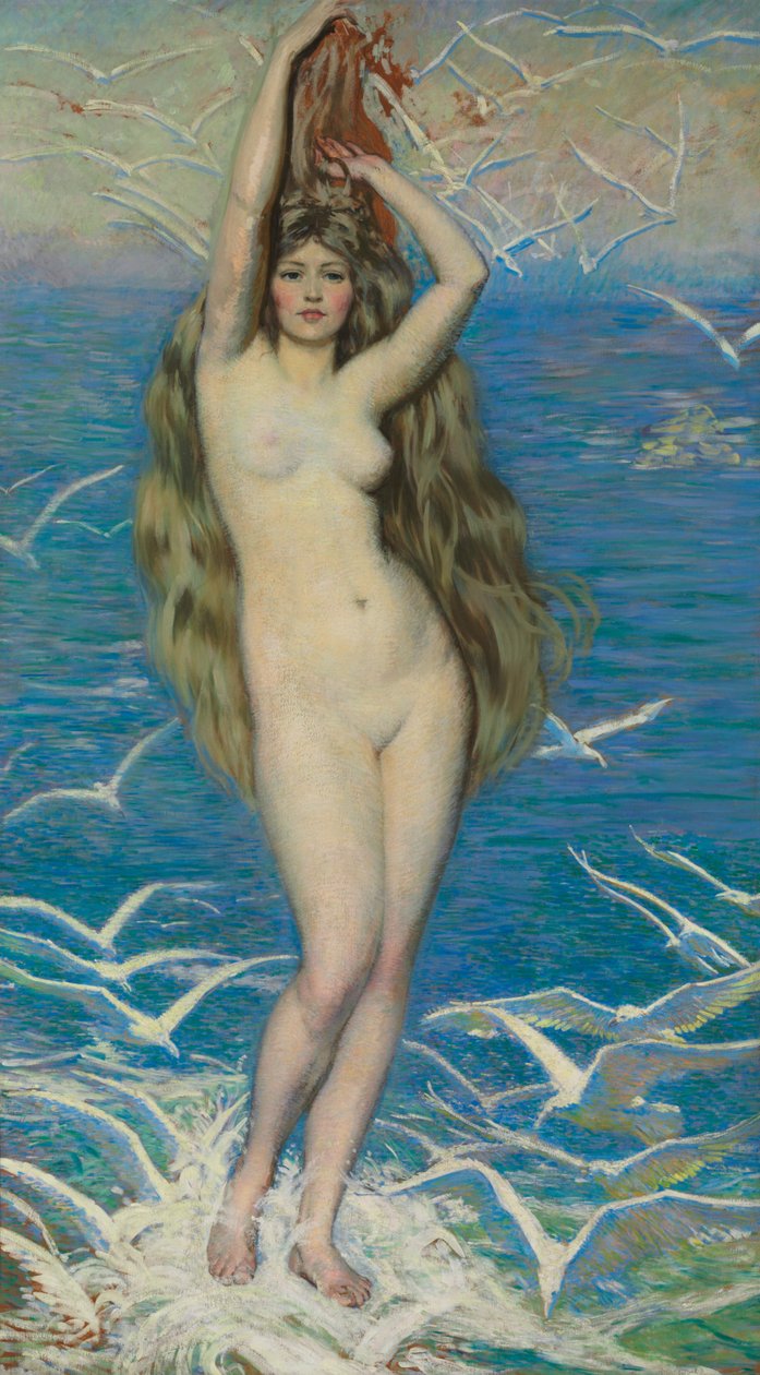 Lány sirályokkal, 1920 körül alkotó: Philip Leslie Hale