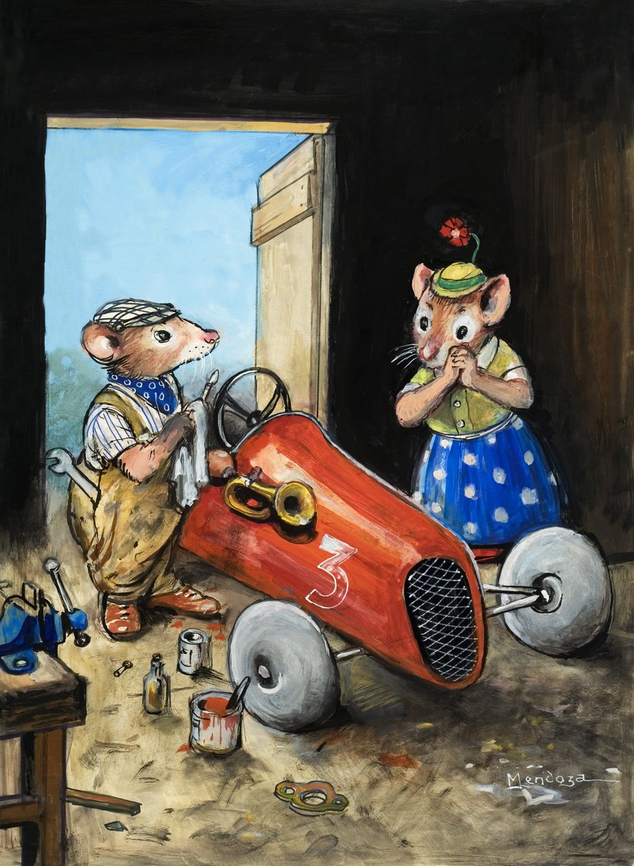 A városi egér és a vidéki egér (gouache, papír) alkotó: Philip Mendoza